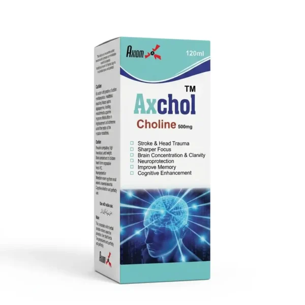 Axchol™ (Choline 500mg) 120ml Syrup Advanced Oral Liquid Therapy for Brain Recovery, Focus, and Mental Clarity