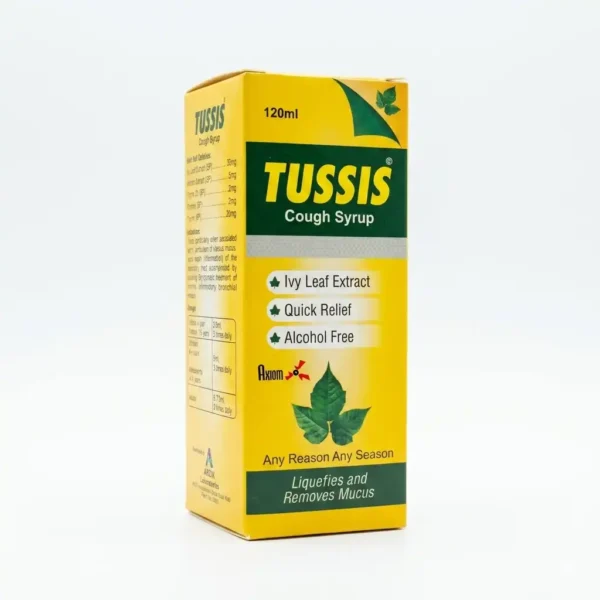 TUSSIS® Cough Syrup (120ml) – Natural Ivy Leaf, Thyme & Licorice Expectorant for Quick Relief